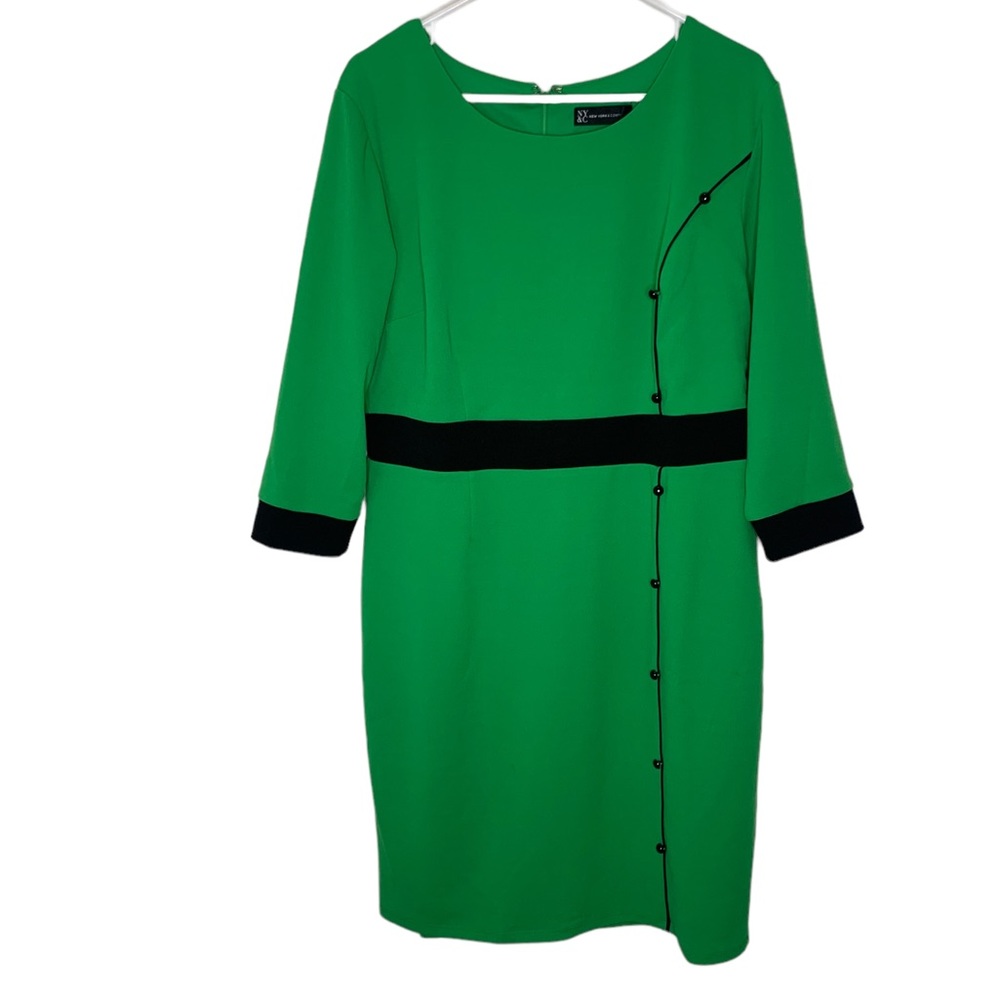 *NWT NY & Co. New York and Company Midi Sheath Dress Kelly Green Sz XL